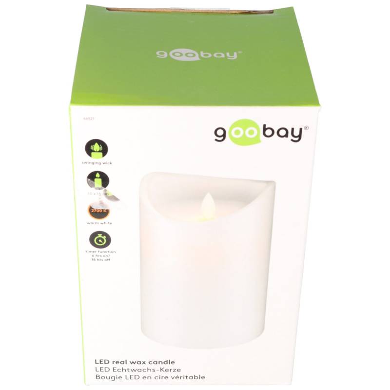 LED Echtwachs-Kerze weiß, 10x15 cm die wunderschöne und sichere Lichtlösung miut Echtwachs Optik von Goobay