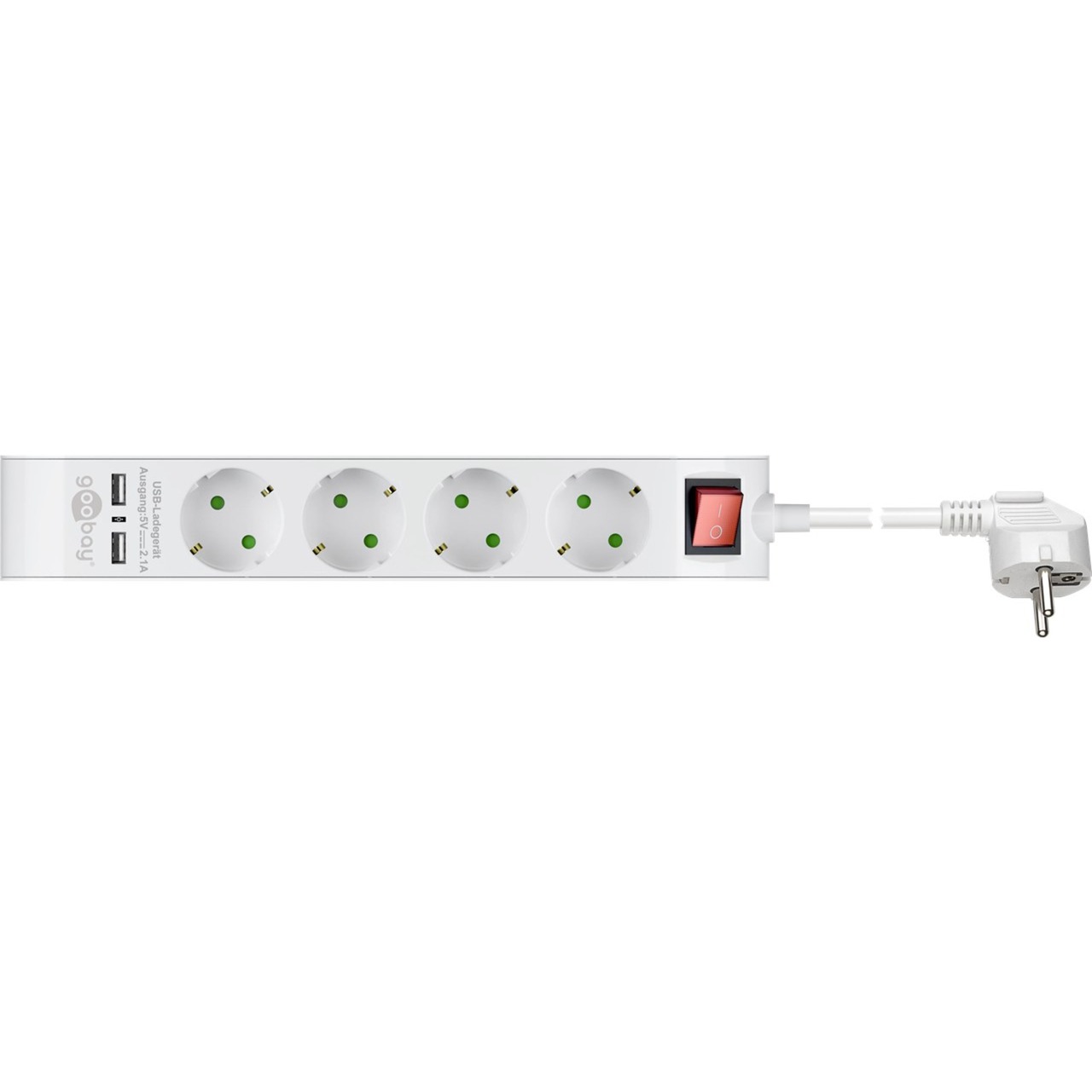 Steckdosenleiste 4-fach, 2x USB-A, mit Schalter von Goobay