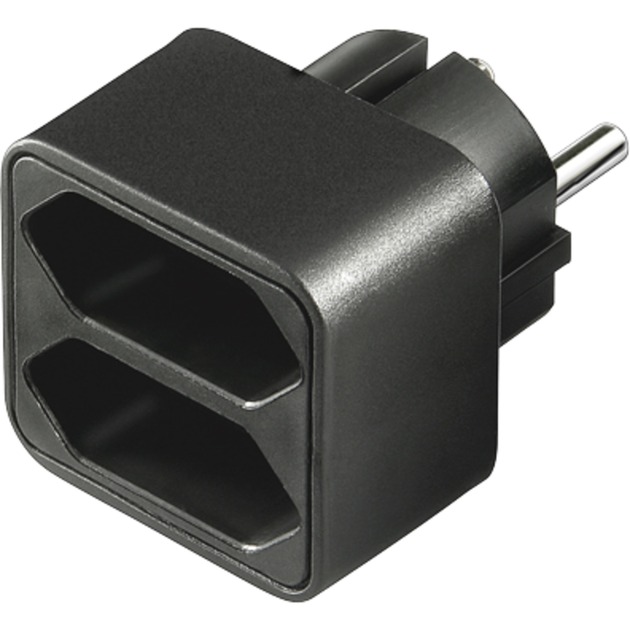 Stromadapter 1x Schutzkontakt > 2x Euro, Steckdosenadapter von Goobay