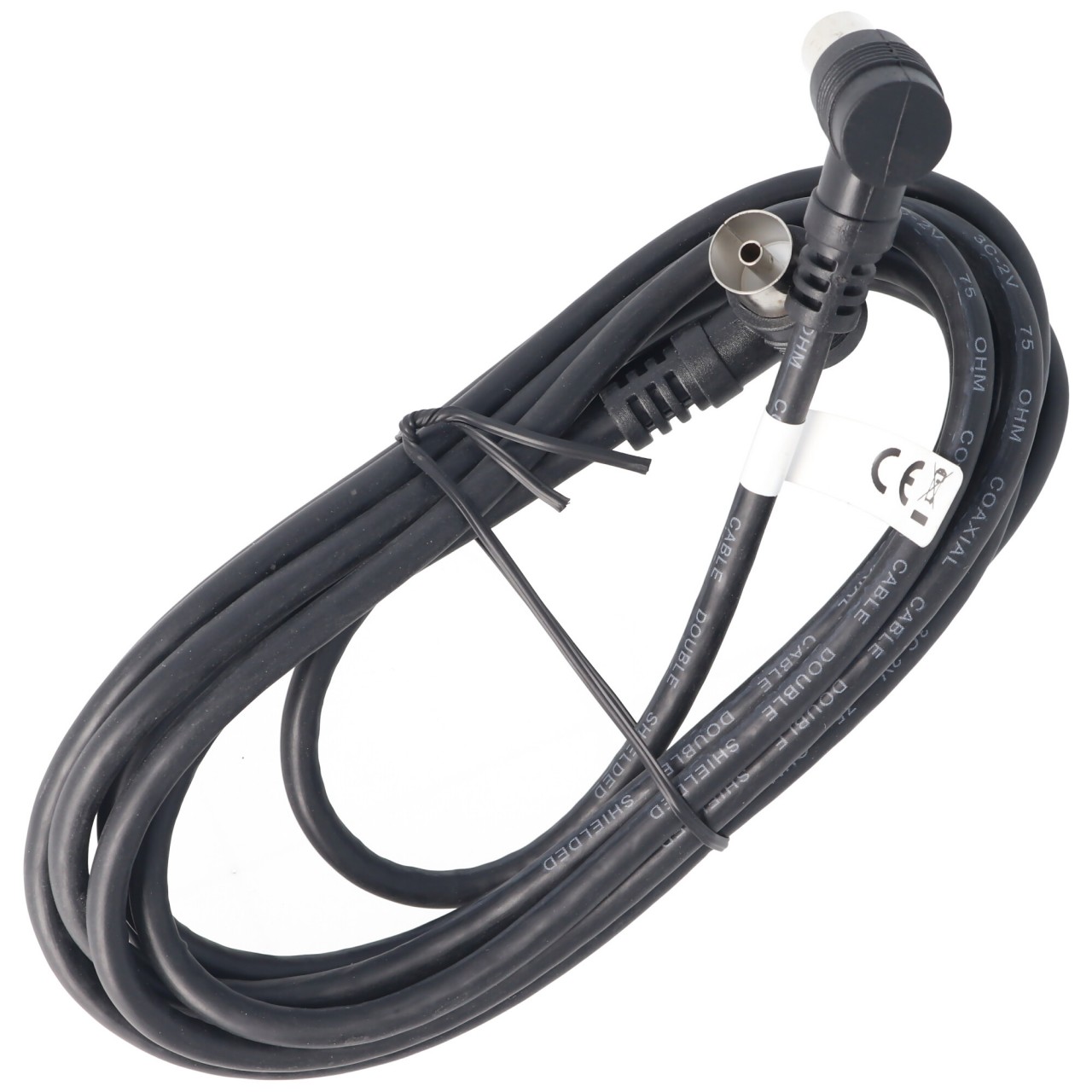 TV Anschlußkabel, koaxial Anschluss Kabel Winkel schwarz 2,5 Meter von Goobay