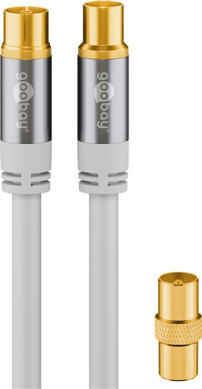 TV Antennenkabel 135 dB typ, 4x geschirmt vergoldet, Koax-Buchse auf Koax-Stecker, 10 Meter von Goobay