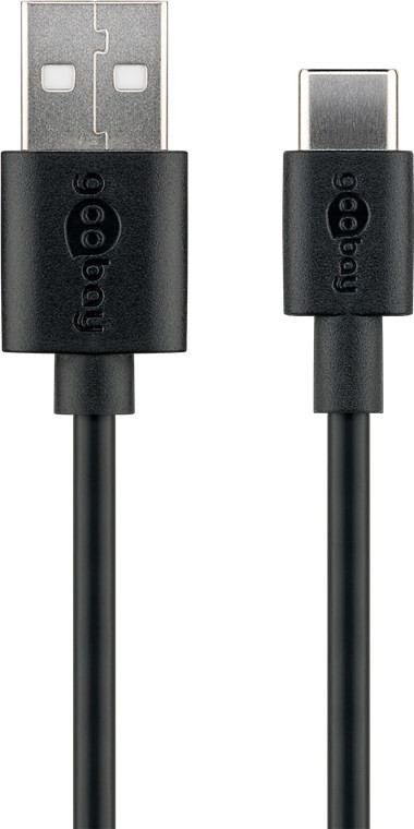 USB-C Lade- und Synchronisationskabel für alle Geräte mit USB-C Anschluss, 3 Meter, schwarz von Goobay
