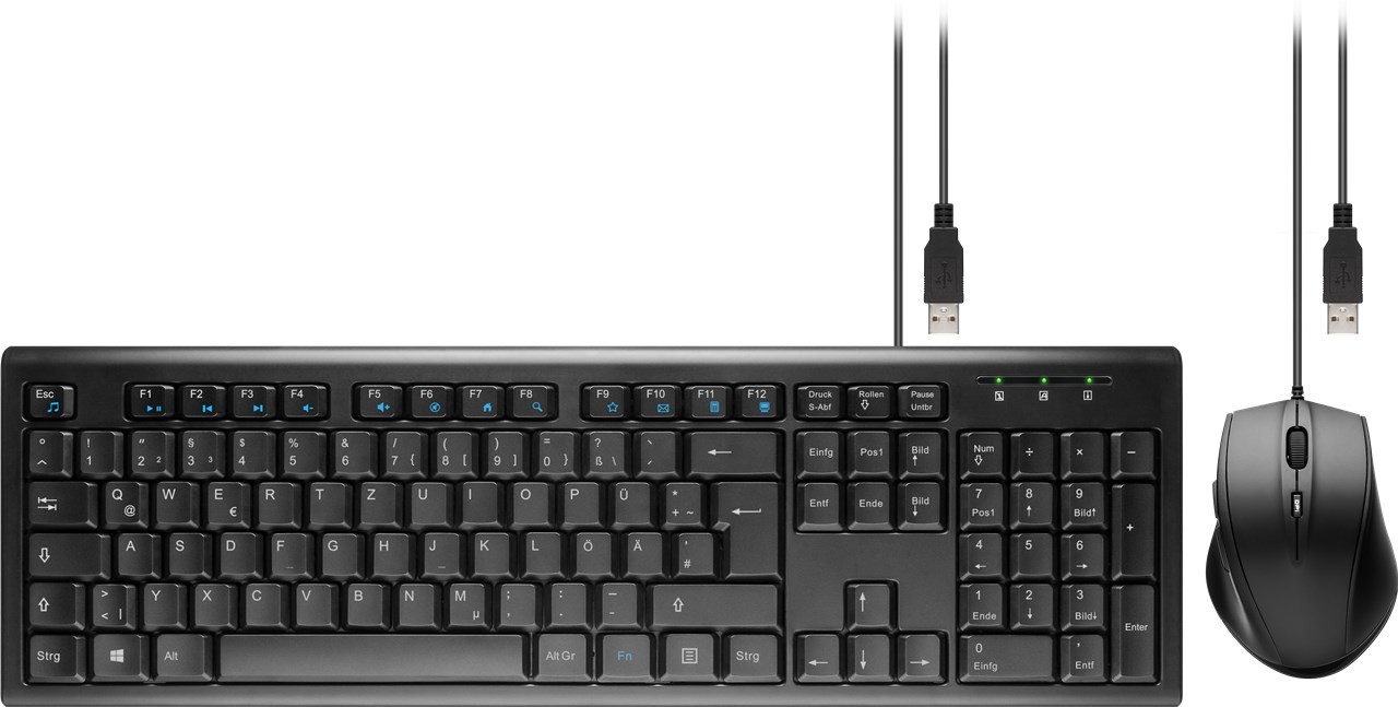 USB Tastatur-Maus-Set, Tastatur und Maus Set, kabelgebunden mit USB-Anschluss, QWERTZ-Tastatur mit deutschem Tastaturlayout USB Tastatur-Maus-Set, Tastatur und Maus Set, kabelgebunden mit USB-Anschluss, QWERTZ-Tastatur mit deutschem Tastaturlayout von Goobay