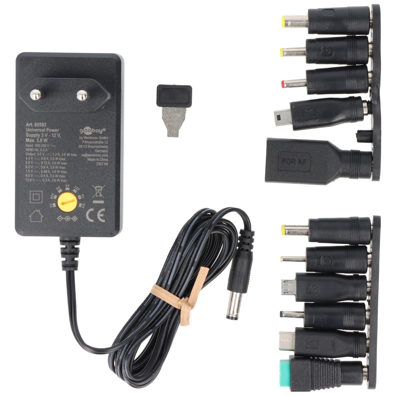 Universal-Netzteil 3 Volt bis 12 Volt, max. 3,6 W, inklusive 11 Adapter Universal-Netzteil 3 Volt bis 12 Volt, max. 3,6 W, inklusive 11 Adapter von Goobay