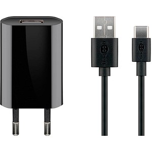goobay Ladekabel mit Adapter schwarz, Kabellänge: 1,0 m, 5 Watt goobay Ladekabel mit Adapter schwarz, Kabellänge: 1,0 m, 5 Watt von Goobay