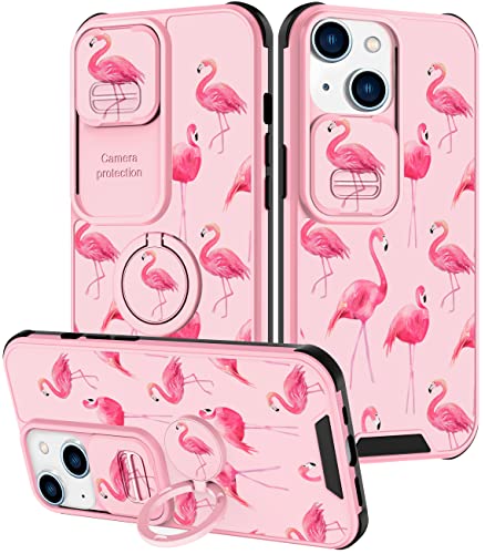 Goocrux (2-in-1) Schutzhülle für iPhone 13, niedlicher rosa Flamingo, Frauen, Mädchen, Handyhülle mit Flamingos-Vögeln, einzigartige ästhetische Hüllen für iPhone 13, 15.4 cm von Goocrux