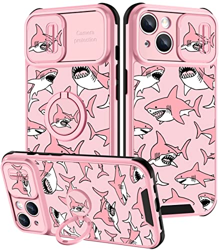 Goocrux (2-in-1 Schutzhülle für iPhone 14 Plus, niedlicher Hai für Mädchen und Frauen, Cartoon, Kawaii, einzigartiges rosa Tier-Design, Hüllen für iPhone 14Plus 6.7 Zoll von Goocrux