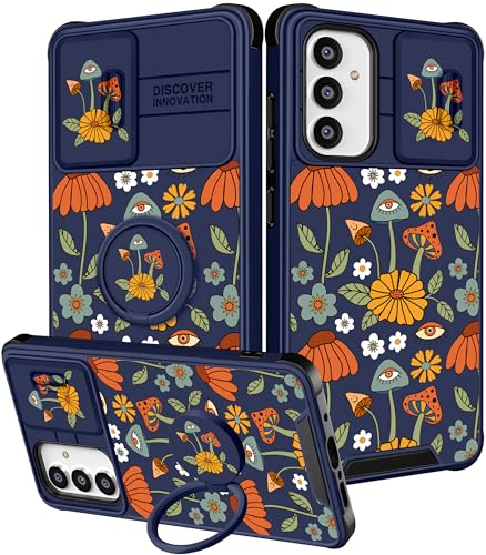 Goocrux (2in1 für Samsung Galaxy A54 5G Hülle Frauen Mädchen Niedliche Handyhülle Girly Pretty Cool Blue Mushroom Teens Aesthetic Fashion Design mit Slide Camera Cover + Ring Stand Cases for Samsung von Goocrux