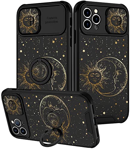 Goocrux (2in1 für iPhone 12 Pro Hülle Sonne und Mond Sterne für Frauen Mädchen Niedliche Weltraum-Telefonabdeckung mit Schiebe-Kamera-Abdeckung + Ringhalter Mode Golden Print Design Hüllen für iPhone Goocrux (2in1 für iPhone 12 Pro Hülle Sonne und Mond Sterne für Frauen Mädchen Niedliche Weltraum-Telefonabdeckung mit Schiebe-Kamera-Abdeckung + Ringhalter Mode Golden Print Design Hüllen für iPhone von Goocrux