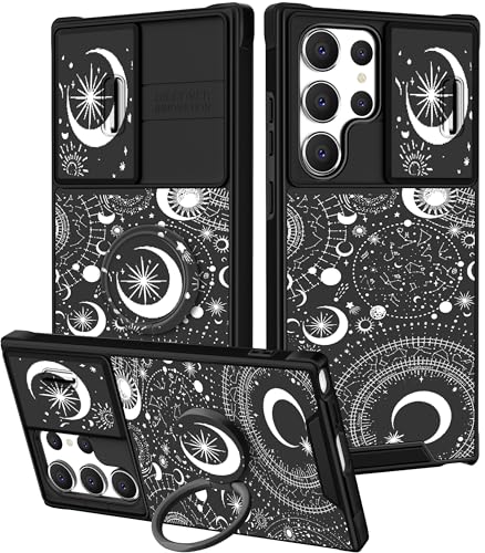 Goocrux 2-in-1-Schutzhülle für Samsung Galaxy S23 Ultra mit Mond und Sternen für Damen und Mädchen, niedliches Design, modisches Weltraumplaneten-Design, mit Schiebe-Kamera-Abdeckung und Goocrux 2-in-1-Schutzhülle für Samsung Galaxy S23 Ultra mit Mond und Sternen für Damen und Mädchen, niedliches Design, modisches Weltraumplaneten-Design, mit Schiebe-Kamera-Abdeckung und von Goocrux