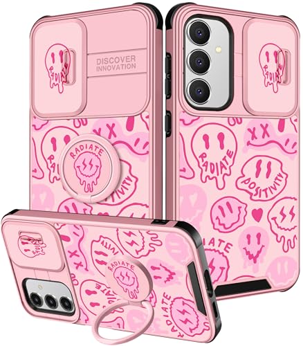 Goocrux Schutzhülle für Samsung Galaxy S24 FE – niedliche Handy-Schutzhülle für Samsung S24 FE mit 17 cm (6,7 Zoll) großem Kawaii-Design, Schiebe-Kamera-Abdeckung mit Ringständer, Halter für Samsung von Goocrux