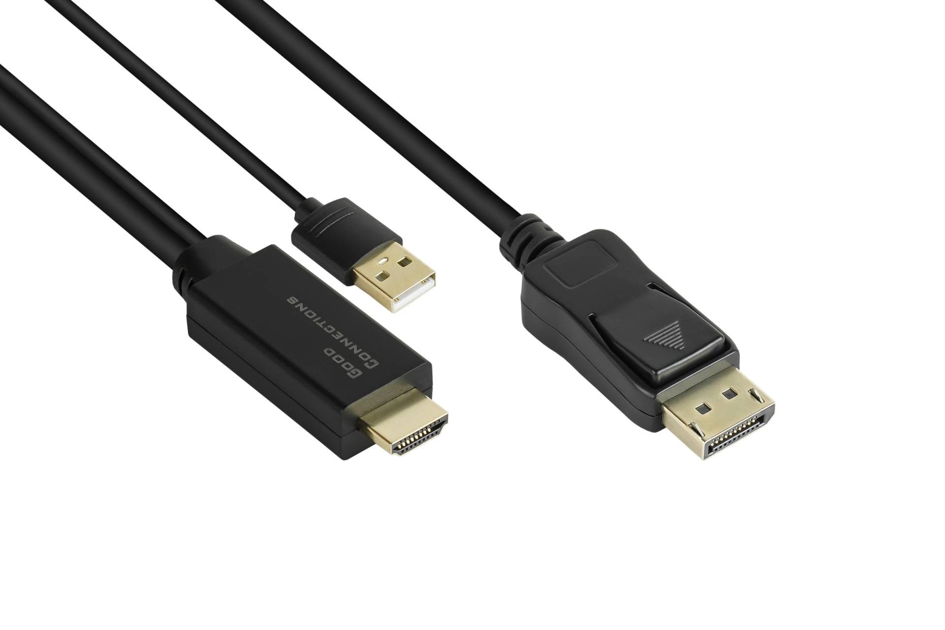 Adapterkabel HDMI 2.0b Stecker an DisplayPort 1.2 Stecker, 4K @60Hz, USB Power, schwarz, 2m Adapterkabel HDMI 2.0b Stecker an DisplayPort 1.2 Stecker, 4K @60Hz, USB Power, schwarz, 2m von Good Connections