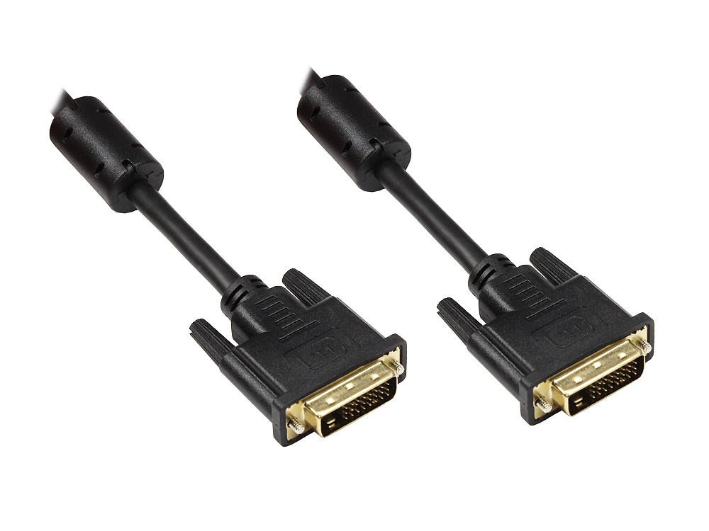 Anschlusskabel DVI-D 24+1 Stecker an Stecker, mit Ferritkern, schwarz, 1,8m Anschlusskabel DVI-D 24+1 Stecker an Stecker, mit Ferritkern, schwarz, 1,8m von Good Connections