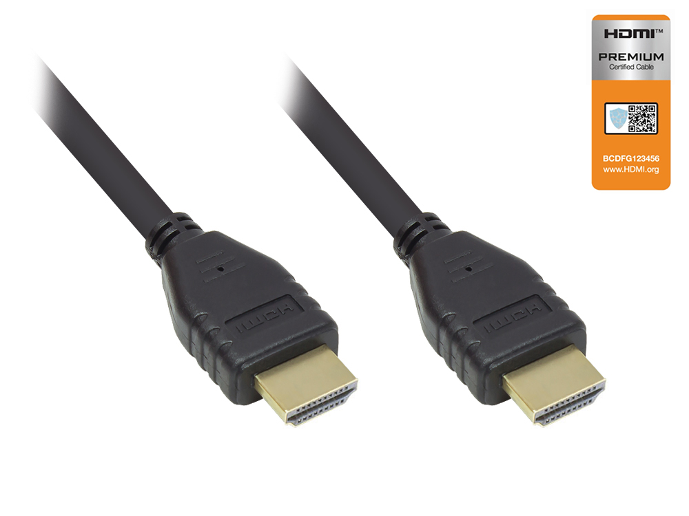 Anschlusskabel HDMI 2.0b, 4K / UHD @60Hz, PREMIUM zertifiziert, 18 Gbit/s, vergoldete Kontakte, CU, schwarz, 2m Anschlusskabel HDMI 2.0b, 4K / UHD @60Hz, PREMIUM zertifiziert, 18 Gbit/s, vergoldete Kontakte, CU, schwarz, 2m von Good Connections