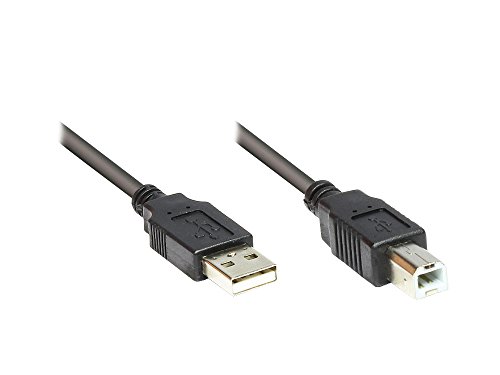 Anschlusskabel USB 2.0 Stecker A an Stecker B, Schwarz, 0,25m, Good Connections® von Good Connections