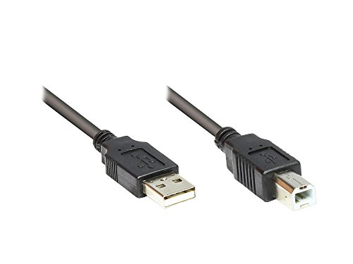 Anschlusskabel USB 2.0 Stecker A an Stecker B, Schwarz, 1,8m, Good Connections® von Good Connections