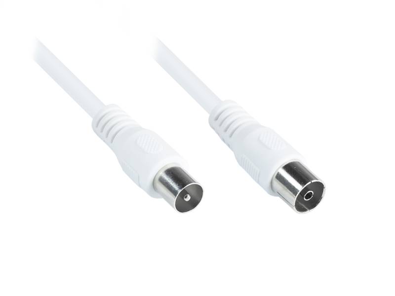 Antennenkabel, Koax/IEC Stecker an Buchse 3x geschirmt (Class A+, >95 dB / 75 Ohm), weiß, 1,5m von Good Connections