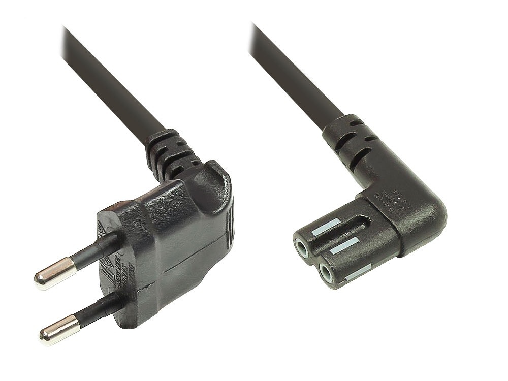 Euro-Netzkabel, Stecker an Buchse, jew. 90° abgewinkelt, für Sonos® Play 1 und 5, schwarz, 3m von Good Connections