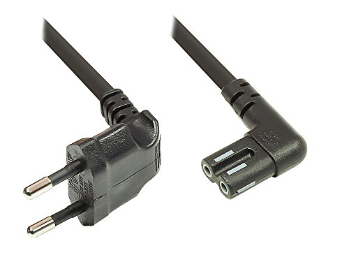 Euro-Netzkabel - 3m für SONOS Play 1 und 5 - Netzstecker (90° gewinkelt) an Euro 8 Buchse (90° gewinkelt) - für Smart TV, Spielekonsole, Radio, Rasierer, usw. - schwarz von Good Connections