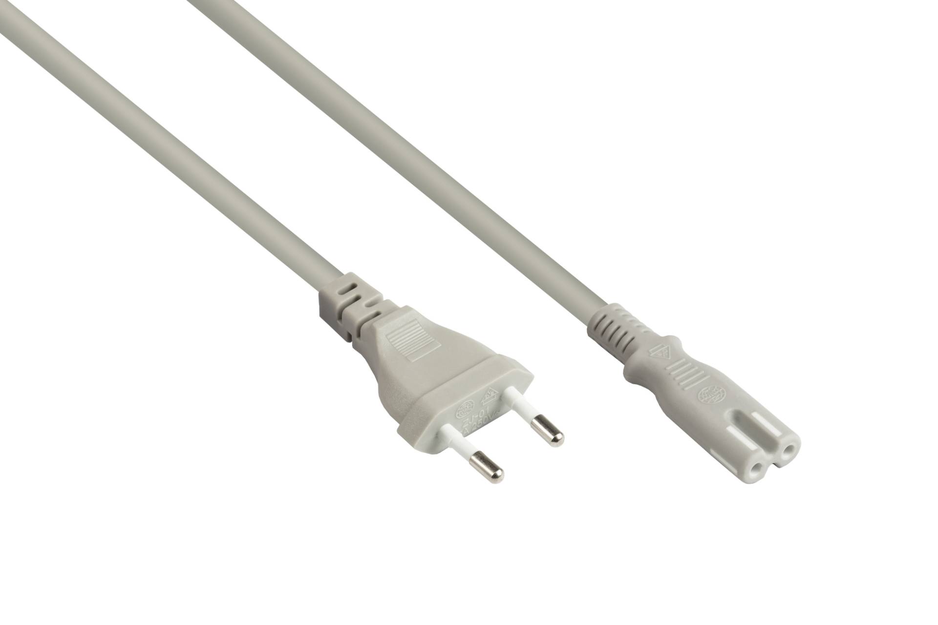 Euro-Netzkabel Euro-Stecker Typ C an C7/Euro 8 Buchse, grau, 0,75 mm², 5 m Euro-Netzkabel Euro-Stecker Typ C an C7/Euro 8 Buchse, grau, 0,75 mm², 5 m von Good Connections