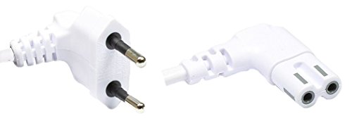 Good Connections® Euro-Netzkabel - 1,5 m - Netzstecker (90° gewinkelt) an Euro 8 Buchse (90° gewinkelt) - für Smart TV, Playstation, XBOX One S, Drucker, Radio, Rasierer, usw. - weiß von Good Connections