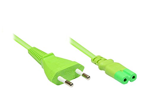 Good Connections® Euro-Netzkabel - 1,8 m - Netzstecker (gerade) an Euro 8 Buchse (gerade) - für Smart TV, Spielekonsole, Playstation, XBOX One S, Drucker, Radio, Rasierer, usw. - grün von Good Connections
