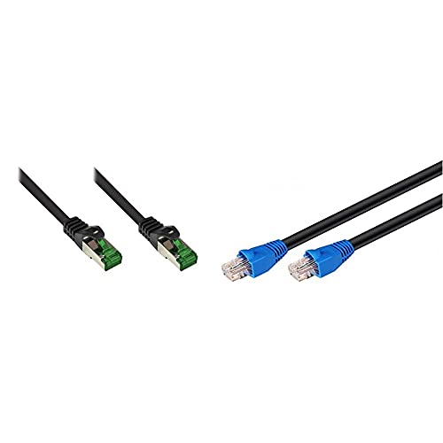 Good Connections® PREMIUM Cat. 6A OUTDOOR Patchkabel - 5 m - IP66 mit Rastnasenschutz - 10-GIGABIT, KUPFERLEITER/CU - S/FTP, PiMF - 500MHz - SCHWARZ & Goobay 94389 CAT6 Kabel schwarz/blau von Good Connections