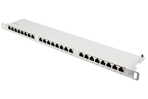 Good Connections® Patchpanel / Patchfeld - 19" - Servermontage / Rackeinbau - Cat. 6, 500 MHz - GIGABIT-fähig - 24-Port - 0,5 HE - STP geschirmt - werkzeugloses Öffnen - Lichtgrau (RAL7035) von Good Connections