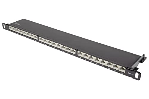 Good Connections® Patchpanel / Patchfeld - 19" - Servermontage / Rackeinbau - Cat. 6A, 500 MHz - 10-GIGABIT-fähig - 24-Port - 0,5 HE - STP geschirmt - werkzeugloses Öffnen - Tiefschwarz (RAL9005) von Good Connections