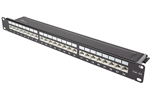 Good Connections® Patchpanel / Patchfeld - 19" - Servermontage / Rackeinbau - Cat. 6A, 500 MHz - 10-GIGABIT-fähig - 24-Port - 1 HE - STP geschirmt - werkzeugloses Öffnen - Tiefschwarz (RAL9005) von Good Connections