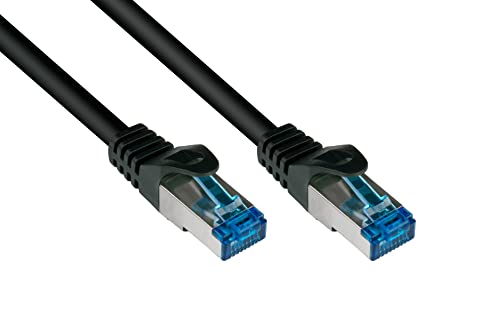 Good Connections® SmartFLEX Cat.6A Patchkabel - 15 m - Hochflexibles kurzes 10-GIGABIT PREMIUM-Ethernetkabel KUPFERLEITER / CU - Rastnasenschutz - S/FTP PiMF - halogenfrei (LSZH) - 500MHz - SCHWARZ von Good Connections