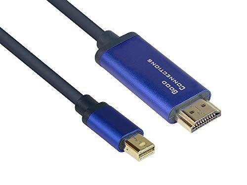 Good Connections® SmartFLEX Mini DisplayPort 1.4 an HDMI 2.0 Kabel - 4K UHD @60Hz RGB / 4:4:4 - KUPFERLEITER, Aluminiumgehäuse - HOCHFLEXIBEL - dunkelblau - 2 m von Good Connections