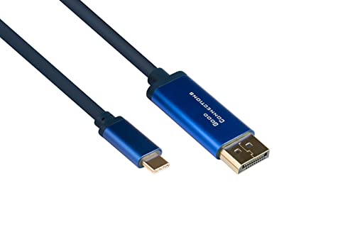 Good Connections® SmartFLEX USB C an DisplayPort 1.2 Kabel - 4K UHD @60Hz - KUPFERLEITER, Aluminiumgehäuse - HOCHFLEXIBEL - dunkelblau - 2 m von Good Connections