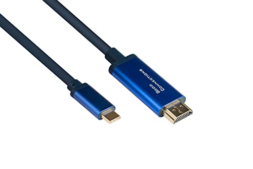 Good Connections® SmartFLEX USB C an HDMI 2.0b Kabel - 4K UHD @60Hz - KUPFERLEITER, Aluminiumgehäuse - HOCHFLEXIBEL - dunkelblau - 1,5 m von Good Connections