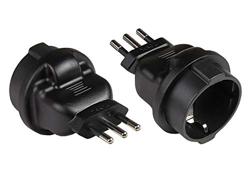 Good Connections Stromadapter Italien Netz-Stecker Typ L (CEI 23-16, gerade) an Schutzkontakt-Buchse Typ F (CEE 7/3, gerade), schwarz - Reiseadapter/Steckdosenadapter/Netzadapter - SCHWARZ, PA-6502S von Good Connections