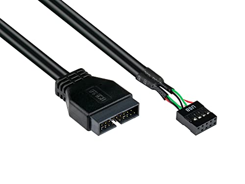 Good Connections Adapter intern USB 3.0 Pin-Header Stecker an USB 2.0 Pin-Header Buchse - schwarz - 0,60 m / 60 cm 1 Stück von Good Connections