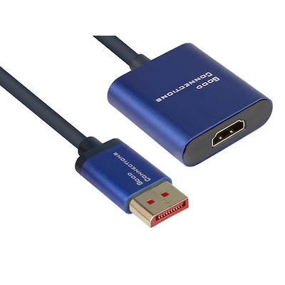 Good Connections Adapterkabel DP 1.2 St./ HDMI Bu. 4K UHD@60Hz Alu blau 0,2m von Good Connections