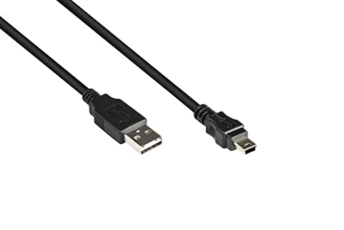 Good Connections Anschlusskabel USB 2.0 EASY Stecker A (beidseitig verwendbar) an Mini B 5-pin Stecker - Folien- und Geflechtschirmung, Kupferadern (OFC) - schwarz, 3 m von Good Connections