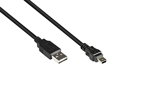 Good Connections Anschlusskabel USB 2.0 EASY Stecker A (beidseitig verwendbar) an Mini B 5-pin Stecker - Folien- und Geflechtschirmung, Kupferadern (OFC) - schwarz, 5 m von Good Connections