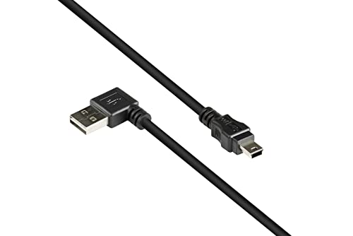 Good Connections Anschlusskabel USB 2.0 EASY Stecker A (beidseitig verwendbar, gewinkelt) an Mini B 5-pin Stecker - Folien- und Geflechtschirmung, Kupferadern (OFC) - schwarz, 1 m von Good Connections