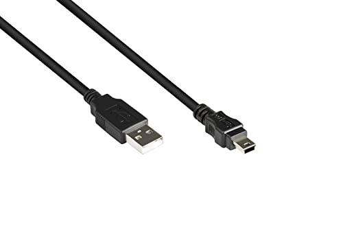 Good Connections Anschlusskabel USB 2.0 Stecker A an Stecker Mini B 5-pin - Folien- und Geflechtschirmung, Kupferadern (OFC) - schwarz, 1,8 m von Good Connections