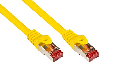 Good Connections Cat. 6 Ethernet LAN Patchkabel mit Rastnasenschutz RNS, S/FTP, PiMF, PVC, 250Mhz, Gigabit-fähig (10/100/1000-Base-T Ethernet Netzwerke), für Patchfelder, Patchpanels, Switch, Router, Modems, gelb, 0,5m von Good Connections