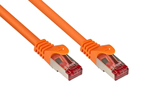 Good Connections Cat. 6 Ethernet LAN Patchkabel mit Rastnasenschutz RNS, S/FTP, PiMF, PVC, 250Mhz, Gigabit-fähig (10/100/1000-Base-T Ethernet Netzwerke), für Patchfelder, Patchpanels, Switch, Router, Modems, orange, 7,5m von Good Connections