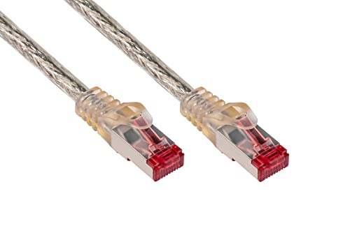 Good Connections Cat. 6 Ethernet LAN Patchkabel mit Rastnasenschutz RNS, S/FTP, PiMF, PVC, 250Mhz, Gigabit-fähig (10/100/1000-Base-T Ethernet Netzwerke), für Patchfelder, Patchpanels, Switch, Router, Modems, transparent, 0,5m von Good Connections