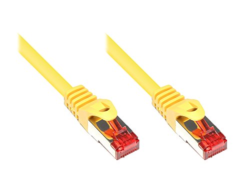 Good Connections Cat. 6 Ethernet LAN Patchkabel mit Rastnasenschutz RNS, S/FTP, PiMF, PVC, 250Mhz, Gigabit-fähig (10/100/1000-Base-T Ethernet Netzwerke), für Patchfelder, Patchpanels, Switch, Router, Modems, gelb, 50m von Good Connections