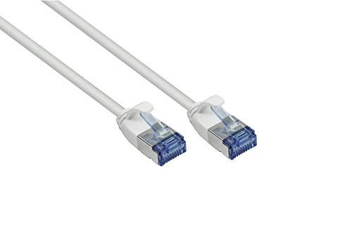Good Connections Cat. 6A Slim-Patchkabel - 0,15 m / 15 cm - U/FTP- 10 Gbit/s und 500MHz - KUPFER-Leiter CU - Halogenfrei LSZH - RNS Rastnasenschutz - dünnes Netzwerkwerkkabel/LAN-Kabel - WEIß von Good Connections