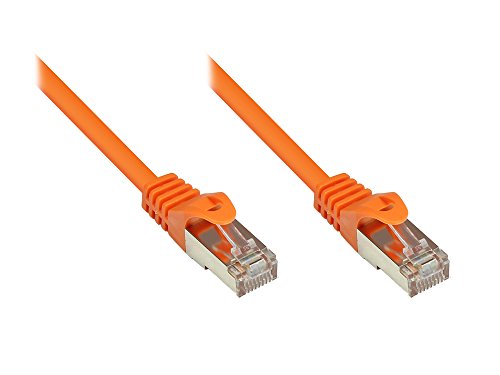 Good Connections Cat.5e Ethernet LAN Patchkabel mit Rastnasenschutz RNS, SF/UTP, 100MHz, Gigabit-fähig (10/100/1000-Base-T Ethernet Netzwerke) - z.B. für Patchpanel, Switch, Router, Modem - orange, 0,25m von Good Connections
