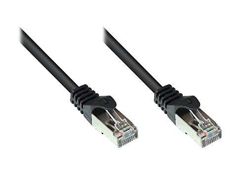 Good Connections Cat.5e Ethernet LAN Patchkabel mit Rastnasenschutz RNS, SF/UTP, 100MHz, Gigabit-fähig (10/100/1000-Base-T Ethernet Netzwerke) - z.B. für Patchpanel, Switch, Router, Modem - schwarz, 0,15m von Good Connections