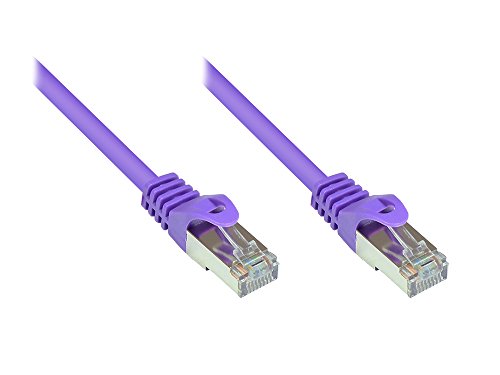 Good Connections Cat.5e Ethernet LAN Patchkabel mit Rastnasenschutz RNS, SF/UTP, 100MHz, Gigabit-fähig (10/100/1000-Base-T Ethernet Netzwerke) - z.B. für Patchpanel, Switch, Router, Modem - violett, 1,5m von Good Connections