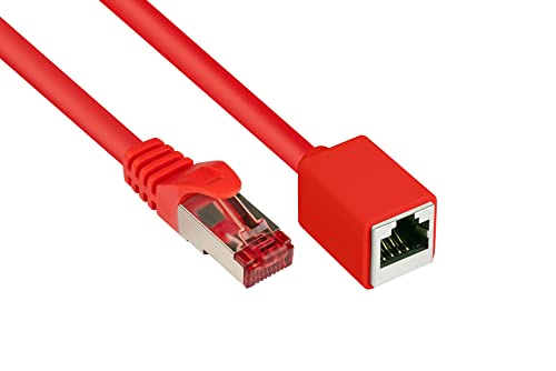 Good Connections Cat.6 Ethernet LAN Patchkabel-Verlängerung mit Rastnasenschutz RNS , S/FTP, PiMF, PVC, 250MHz, OFC, CU - Gigabit-fähig (10/100/1000-Base-T Ethernet Netzwerke) - rot, 0,5 m von Good Connections